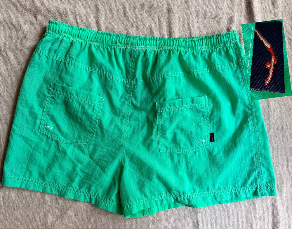 Vintage 90s Jantzen Western Yoke Nylon Swim Trunks Shorts Mens Large Green USA